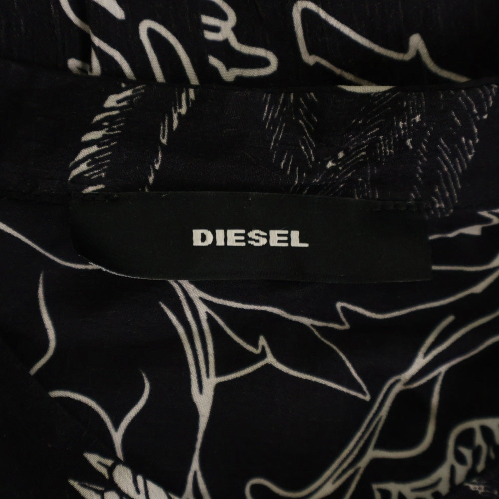 DIESEL(ディーゼル) D-SUPER-E DRESS タトゥーデザイン 総柄 ダブル胸ポケット 長袖シャツ レディース ブラック 00SX3U