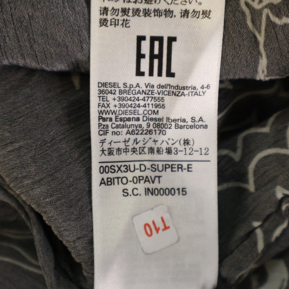 DIESEL(ディーゼル) D-SUPER-E DRESS タトゥーデザイン 総柄 ダブル胸ポケット 長袖シャツ レディース ブラック 00SX3U