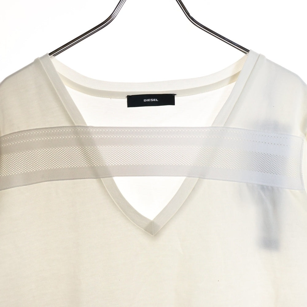 DIESEL(ディーゼル) JDSL D-STRIPE Vネック サイドテープデザイン 半袖ワンピース ドレス レディース ホワイト A04477