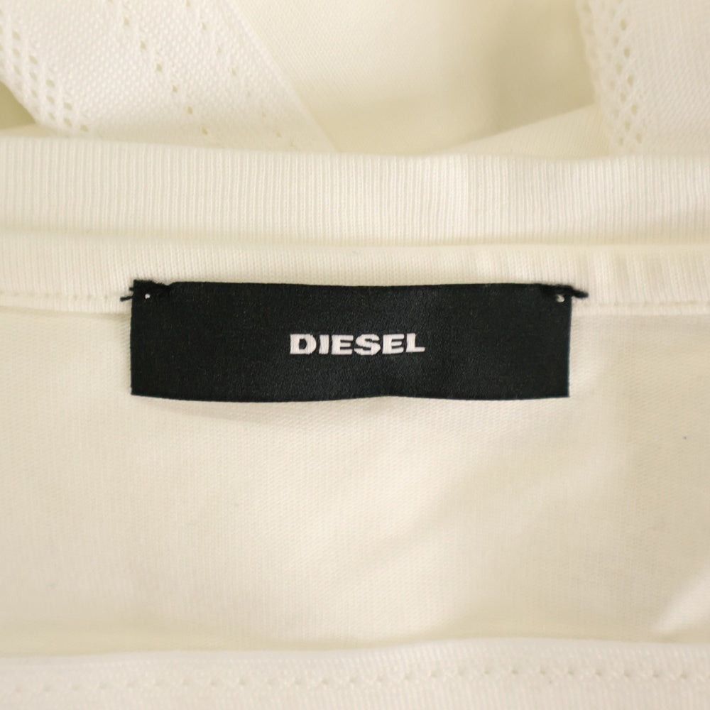 DIESEL(ディーゼル) JDSL D-STRIPE Vネック サイドテープデザイン 半袖ワンピース ドレス レディース ホワイト A04477