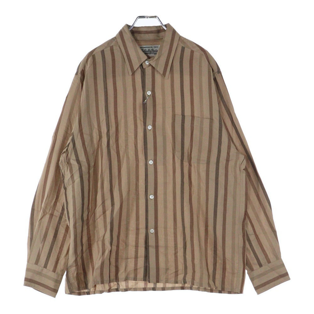 WACKO MARIA(ワコマリア) 25SS STRIPED REGULAR COLLAR SHIRT L/S ストライプ レギュラーカラーシャツ レーヨン ブラウン 25SSE-WMS-RC01