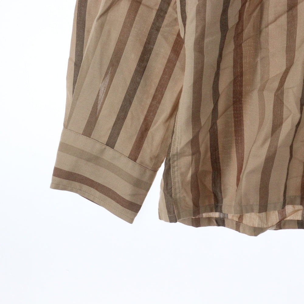 WACKO MARIA(ワコマリア) 25SS STRIPED REGULAR COLLAR SHIRT L/S ストライプ レギュラーカラーシャツ レーヨン ブラウン 25SSE-WMS-RC01
