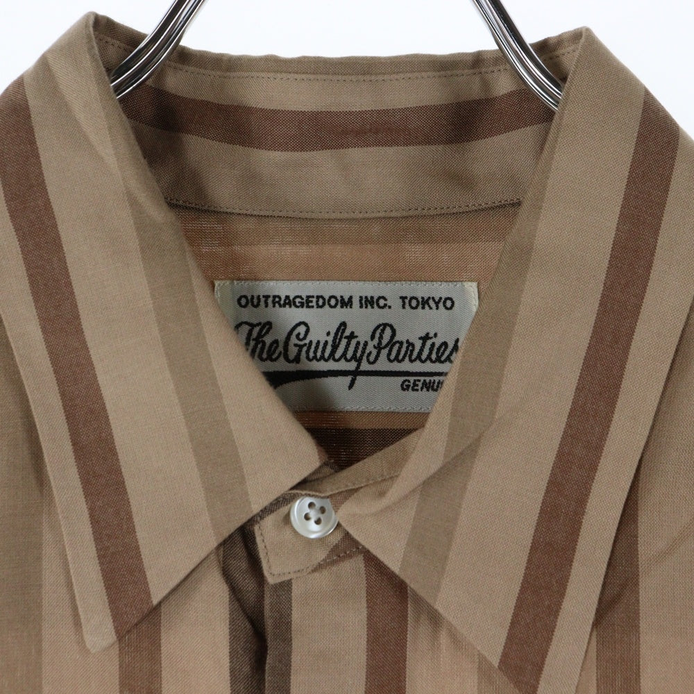 WACKO MARIA(ワコマリア) 25SS STRIPED REGULAR COLLAR SHIRT L/S ストライプ レギュラーカラーシャツ レーヨン ブラウン 25SSE-WMS-RC01