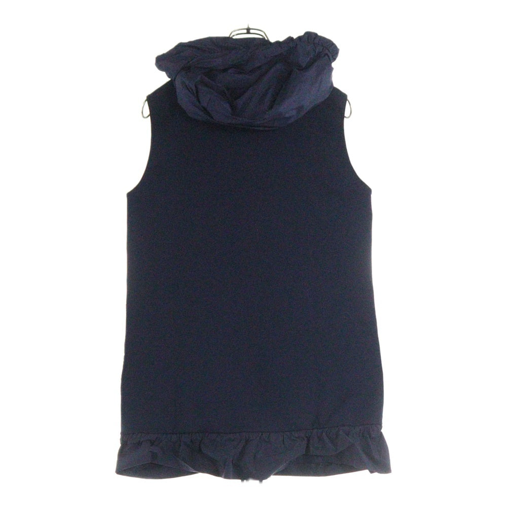 MONCLER(モンクレール) 18SS GILET 裾フリル 異素材切替 フーデッド ダウンベスト ネイビー レディース D10938452200 809AB
