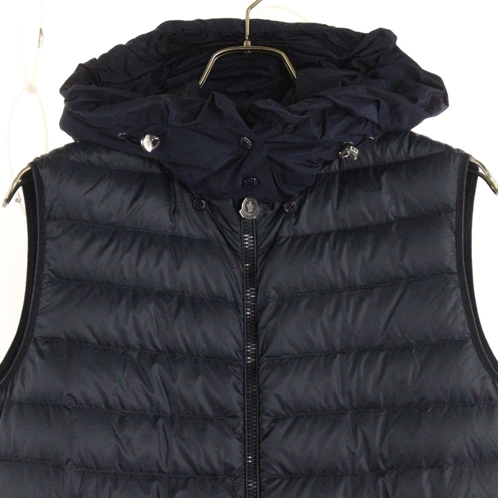 MONCLER(モンクレール) 18SS GILET 裾フリル 異素材切替 フーデッド ダウンベスト ネイビー レディース D10938452200 809AB