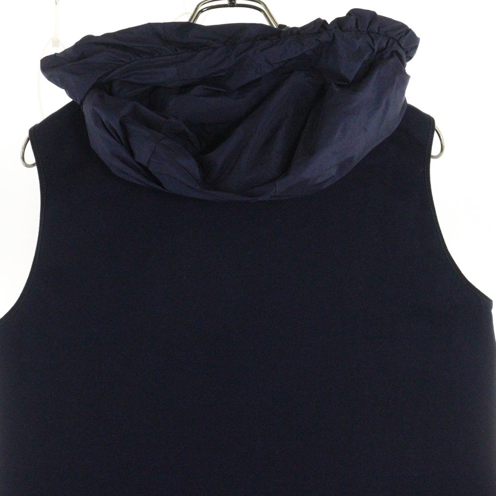 MONCLER(モンクレール) 18SS GILET 裾フリル 異素材切替 フーデッド ダウンベスト ネイビー レディース D10938452200 809AB