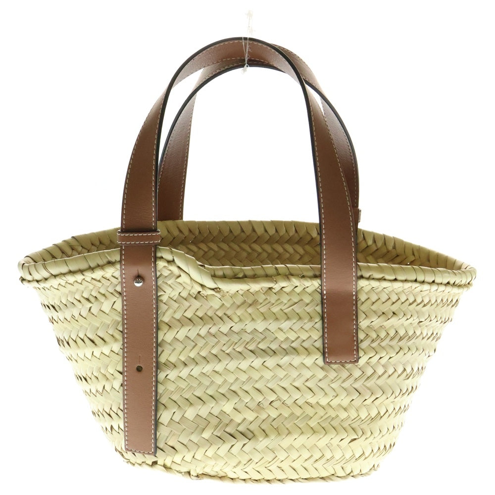 LOEWE(ロエベ) ストロー アナグラムレザー スモール バスケットバッグ ハンドバッグ ブラウン レディース