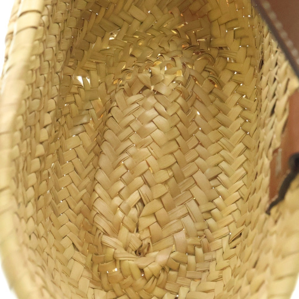 LOEWE(ロエベ) ストロー アナグラムレザー スモール バスケットバッグ ハンドバッグ ブラウン レディース