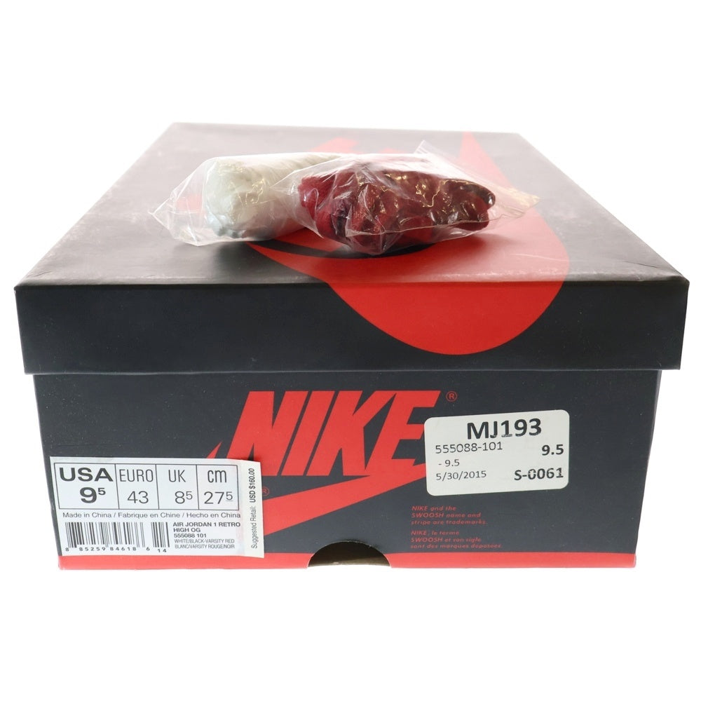 NIKE(ナイキ) 【観賞用 2015年製】 AIR JORDAN 1 RETRO HIGH CHICAGO エア ジョーダン 1 レトロ シカゴ ハイカットスニーカー レッド/ホワイト US9.5/27.5cm 555088-101