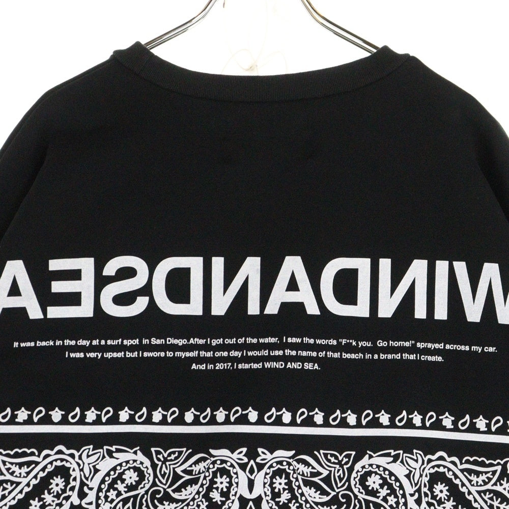 WIND AND SEA(ウィンダンシー) PAISLEY CREW NECK ペイズリー ロゴプリント クルーネック スウェット トレーナー ブラック WDS-O-MTC-24-Q2-CS-05