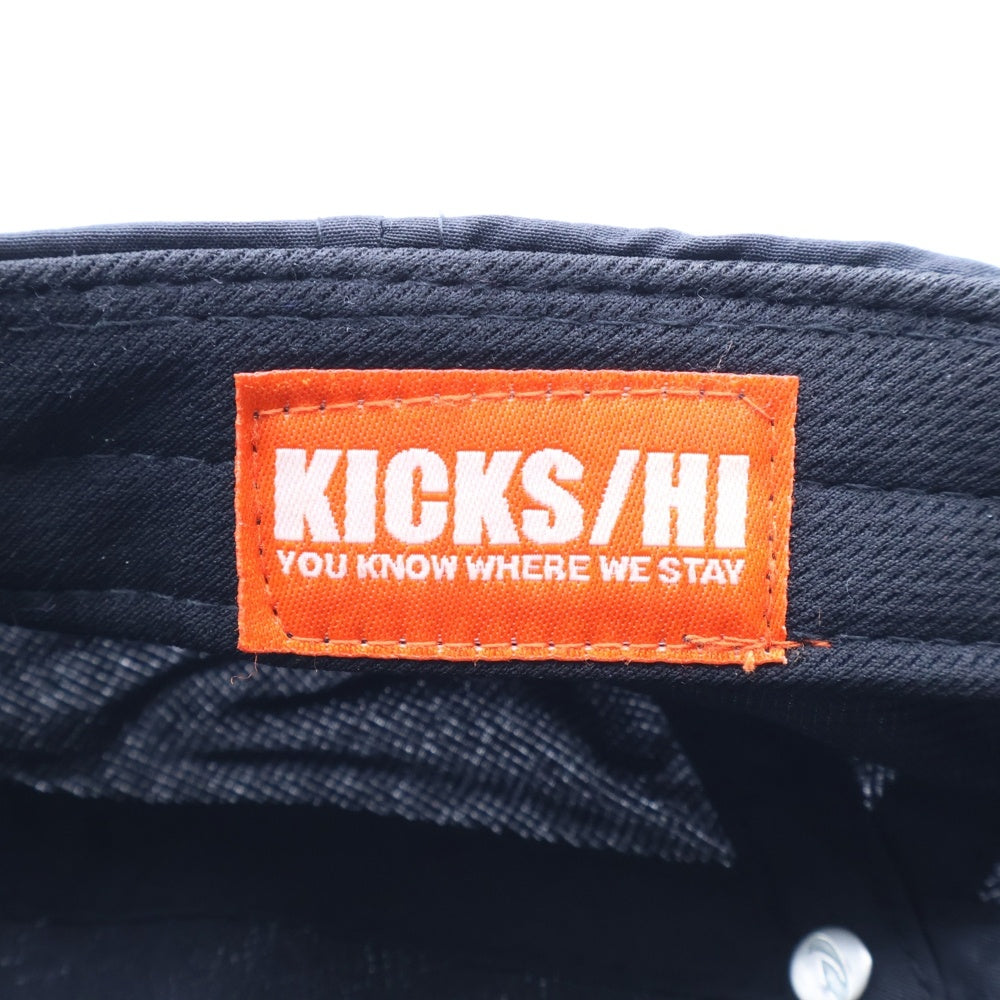 NO BRAND(ノーブランド) KICKS/HI キックスハイ フロントロゴ 6パネルキャップ 帽子 ブラック