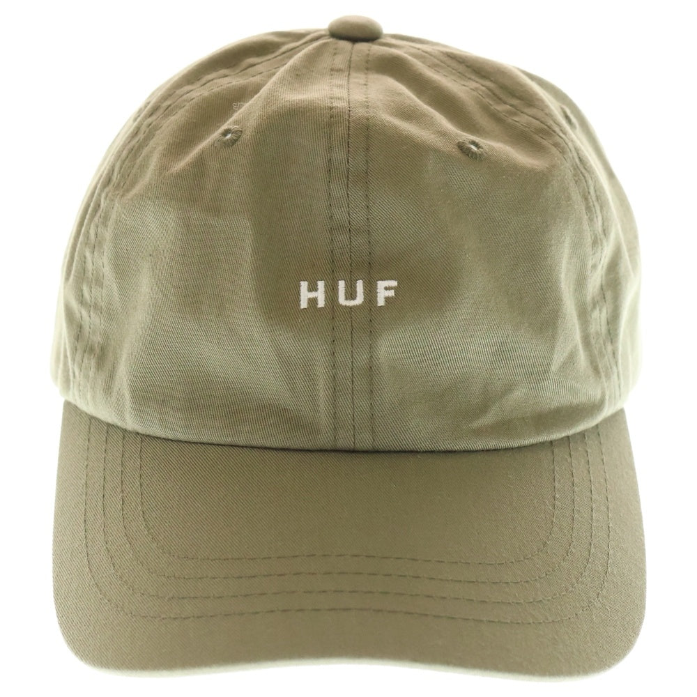 HUF(ハフ) ロゴ刺繍 コットンポリ 6パネルキャップ 帽子 カーキ