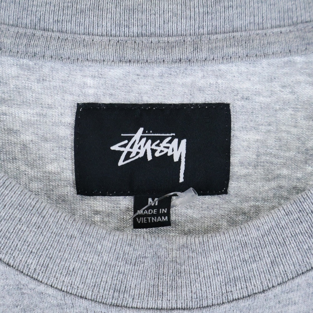 STUSSY(ステューシー) STOCK LOGO LS CREW ロゴ刺繍 クルーネック 長袖Tシャツ カットソー グレー 1140195