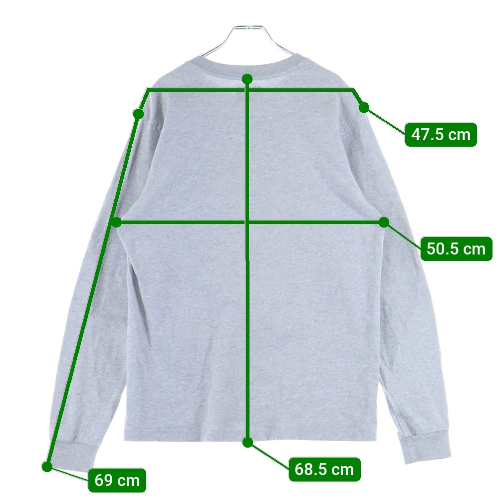 STUSSY(ステューシー) STOCK LOGO LS CREW ロゴ刺繍 クルーネック 長袖Tシャツ カットソー グレー 1140195