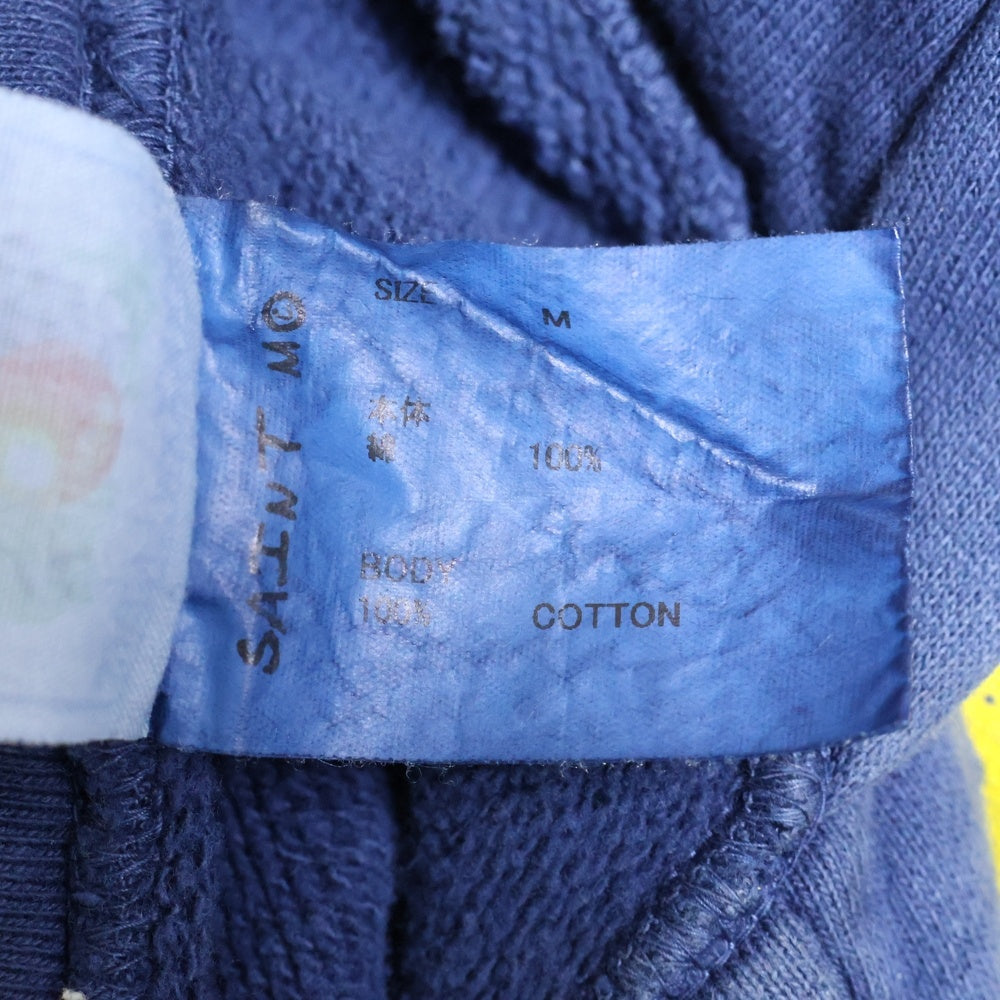 SAINT MICHAEL(セントマイケル) 24AW ANGEL HOODIE エンジェル ヴィンテージ加工 両面プリント スウェットプルオーバーパーカー フーディー ネイビー SM-YS1-0000-044