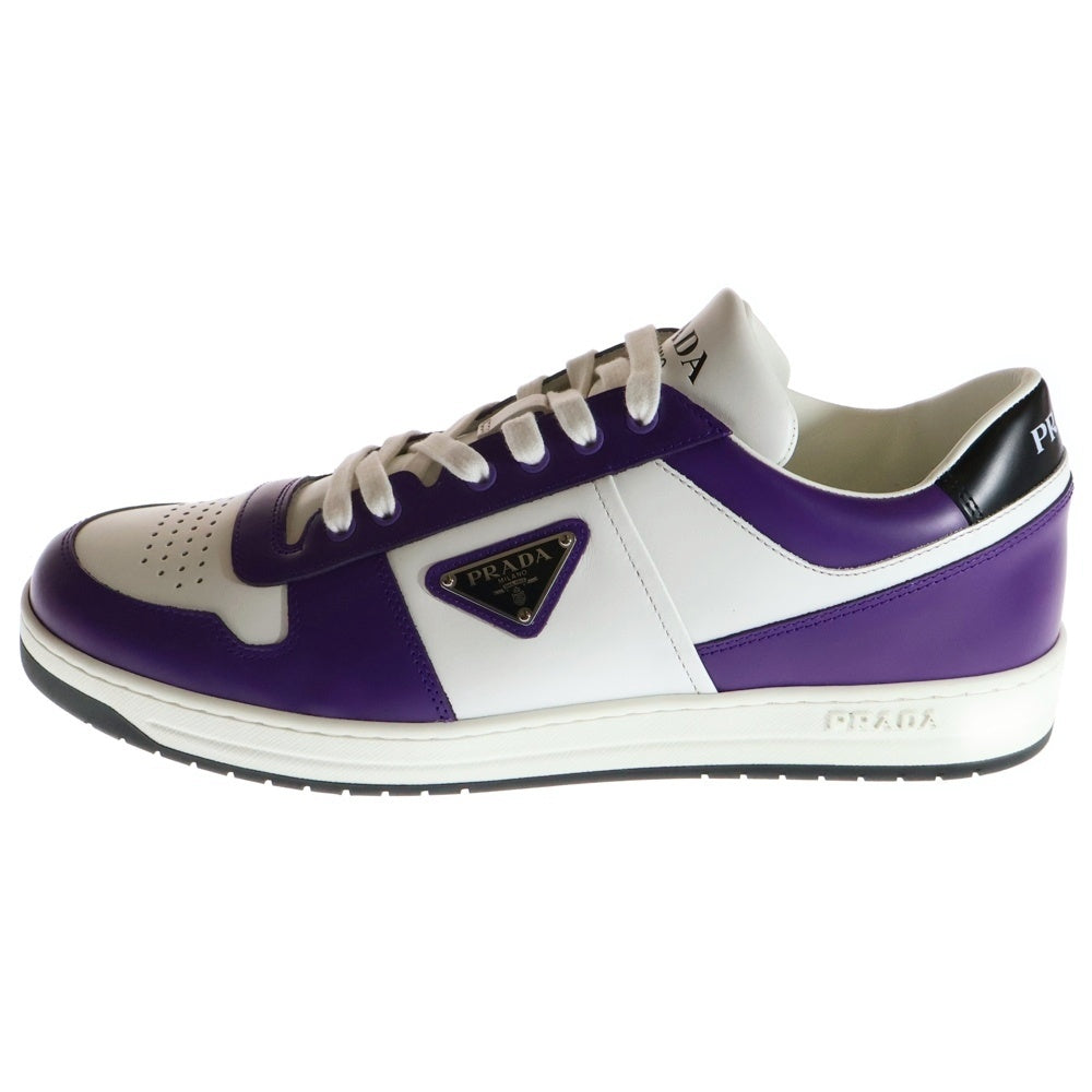 PRADA(プラダ) Downtown Low Top Sneakers ダウンタウン トライアングルロゴプレート レザー ローカットスニーカー パープル/ホワイト 2EE364