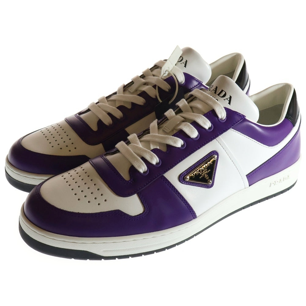 PRADA(プラダ) Downtown Low Top Sneakers ダウンタウン トライアングルロゴプレート レザー ローカットスニーカー パープル/ホワイト 2EE364