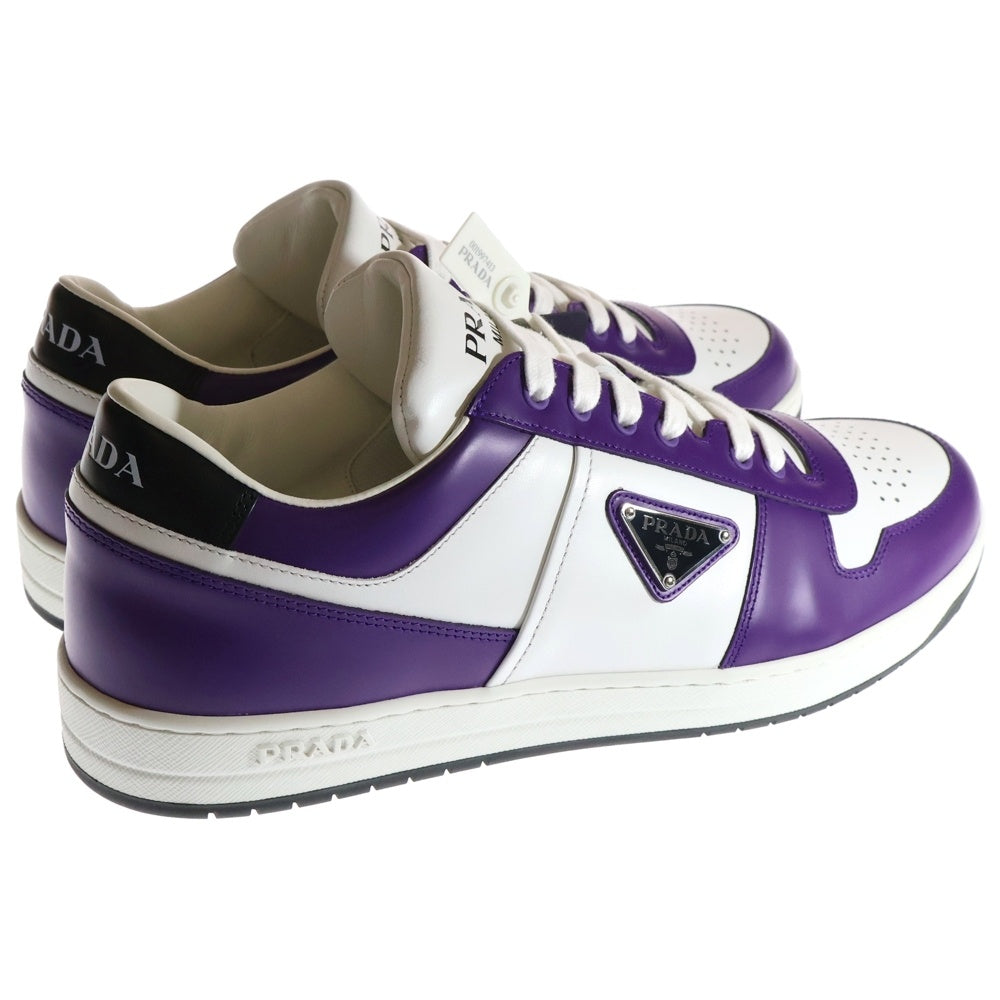 PRADA(プラダ) Downtown Low Top Sneakers ダウンタウン トライアングルロゴプレート レザー ローカットスニーカー パープル/ホワイト 2EE364