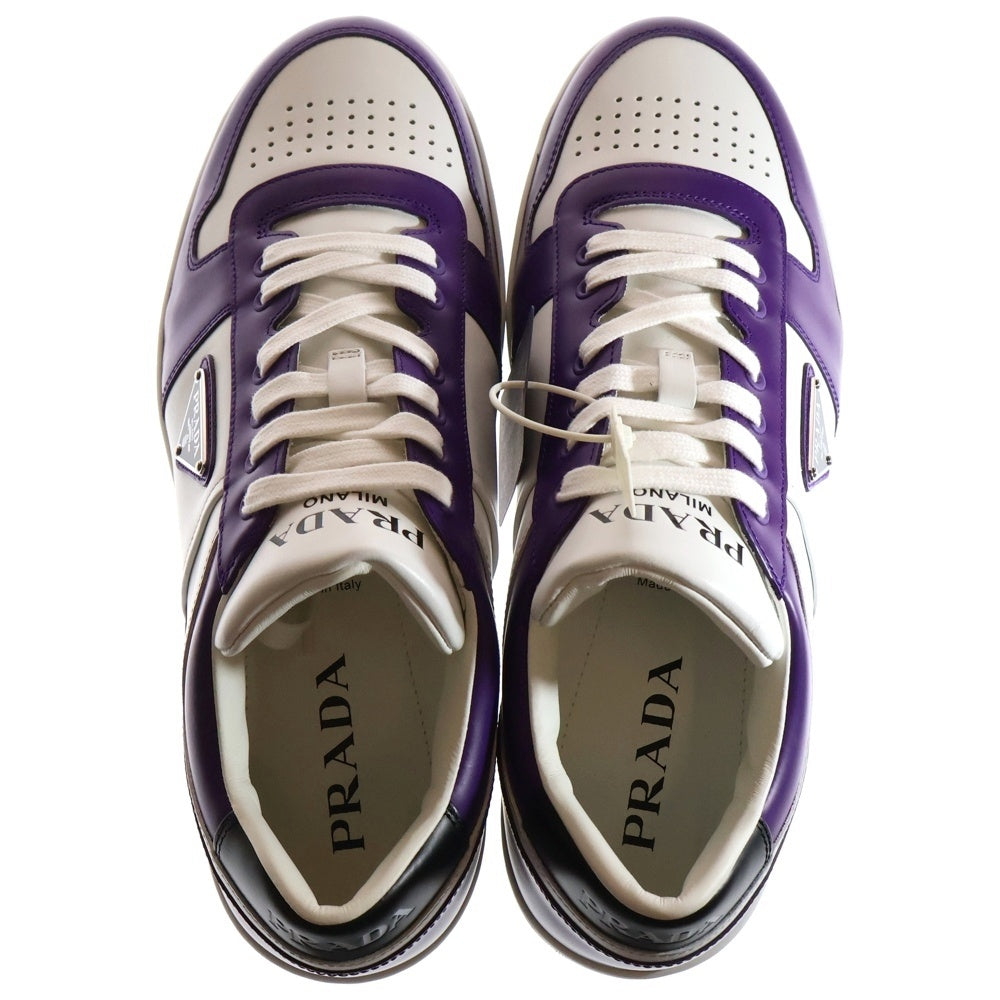 PRADA(プラダ) Downtown Low Top Sneakers ダウンタウン トライアングルロゴプレート レザー ローカットスニーカー パープル/ホワイト 2EE364