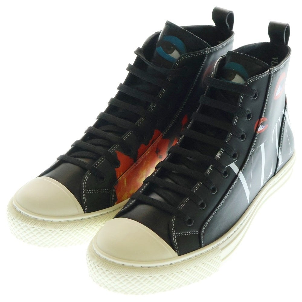 VALENTINO(ヴァレンティノ) HIGH TOP アートプリント ロゴ レザー ハイカットスニーカー ブラック/レッド UV2S0D51 TUD51Y2
