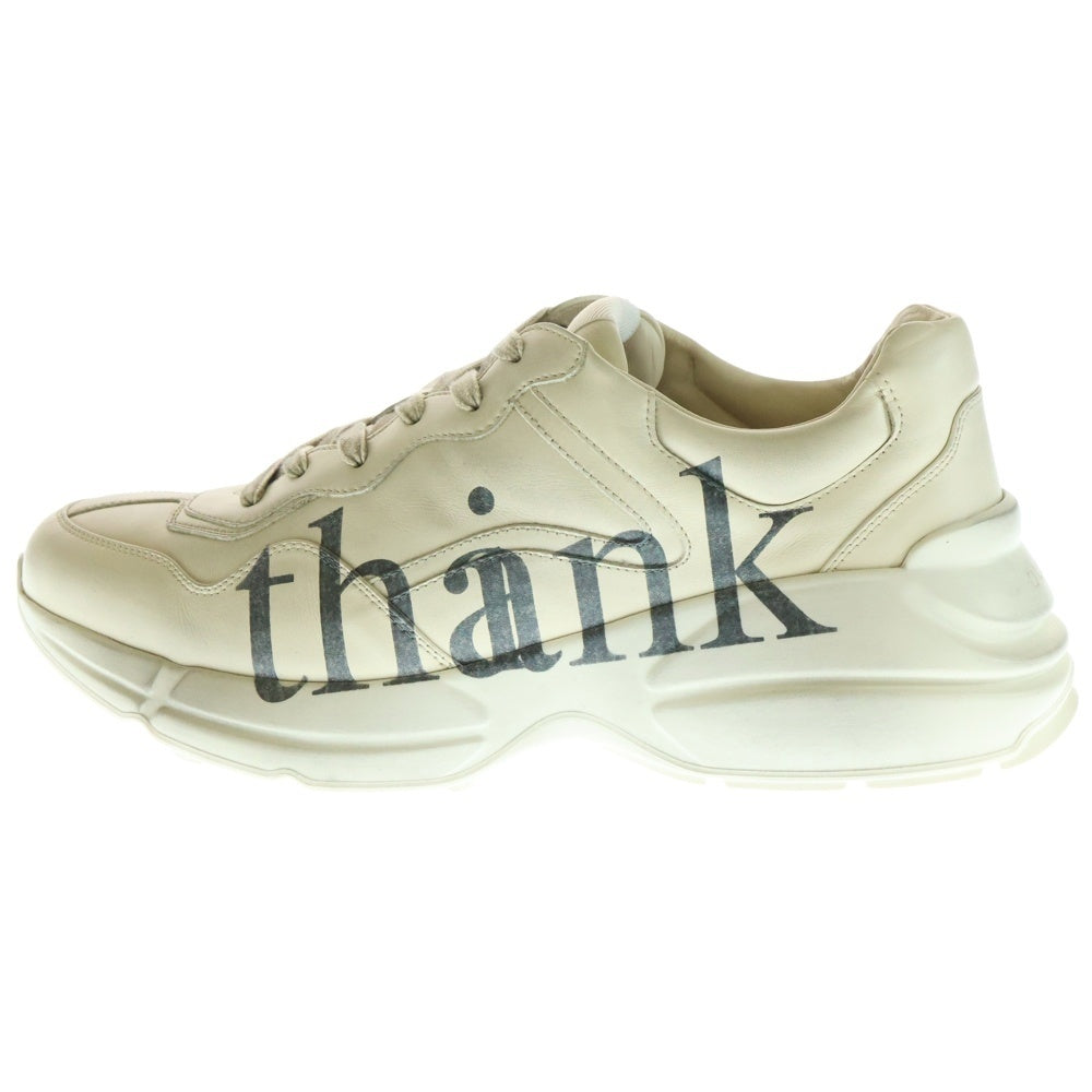 GUCCI(グッチ) Rhyton Think Thank ライタン シンクタンク プリント USED加工 ローカットスニーカー アイボリー 636343