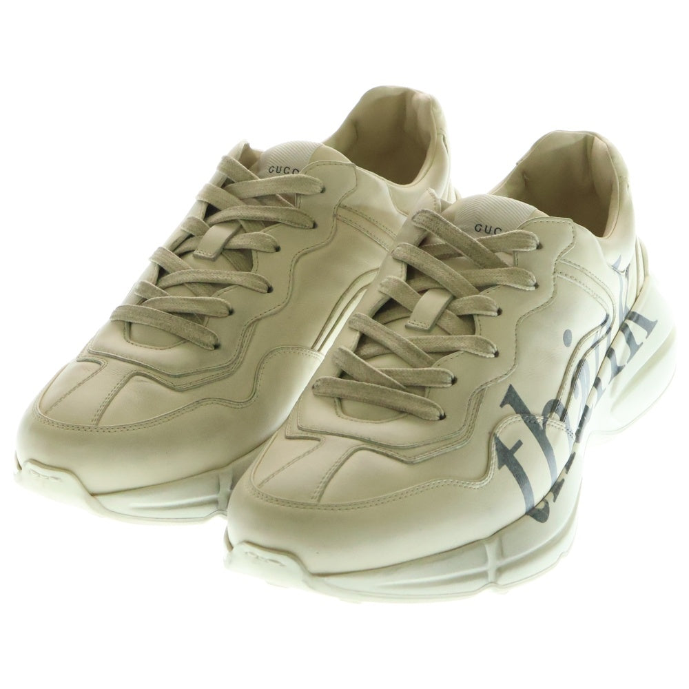 GUCCI(グッチ) Rhyton Think Thank ライタン シンクタンク プリント USED加工 ローカットスニーカー アイボリー 636343