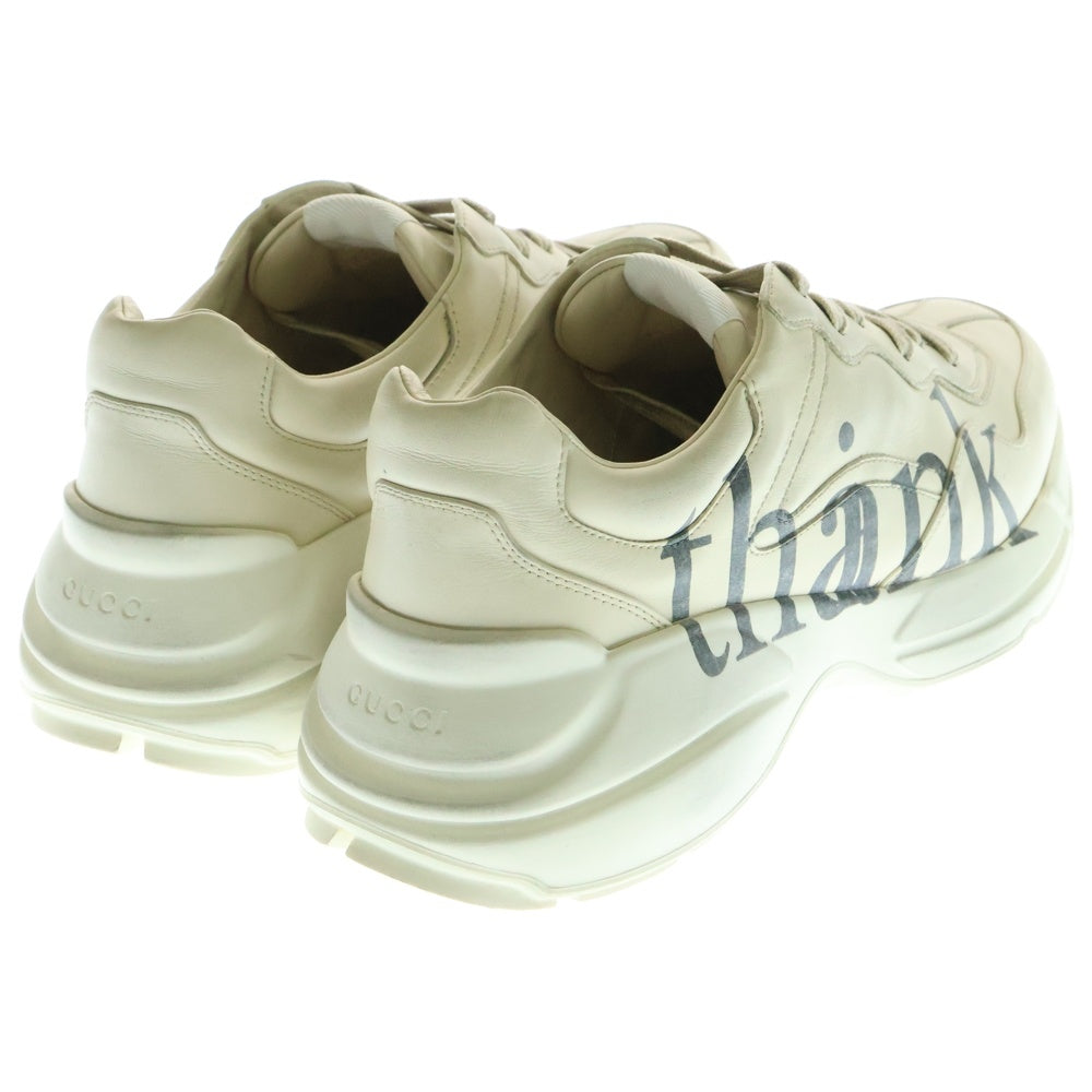 GUCCI(グッチ) Rhyton Think Thank ライタン シンクタンク プリント USED加工 ローカットスニーカー アイボリー 636343