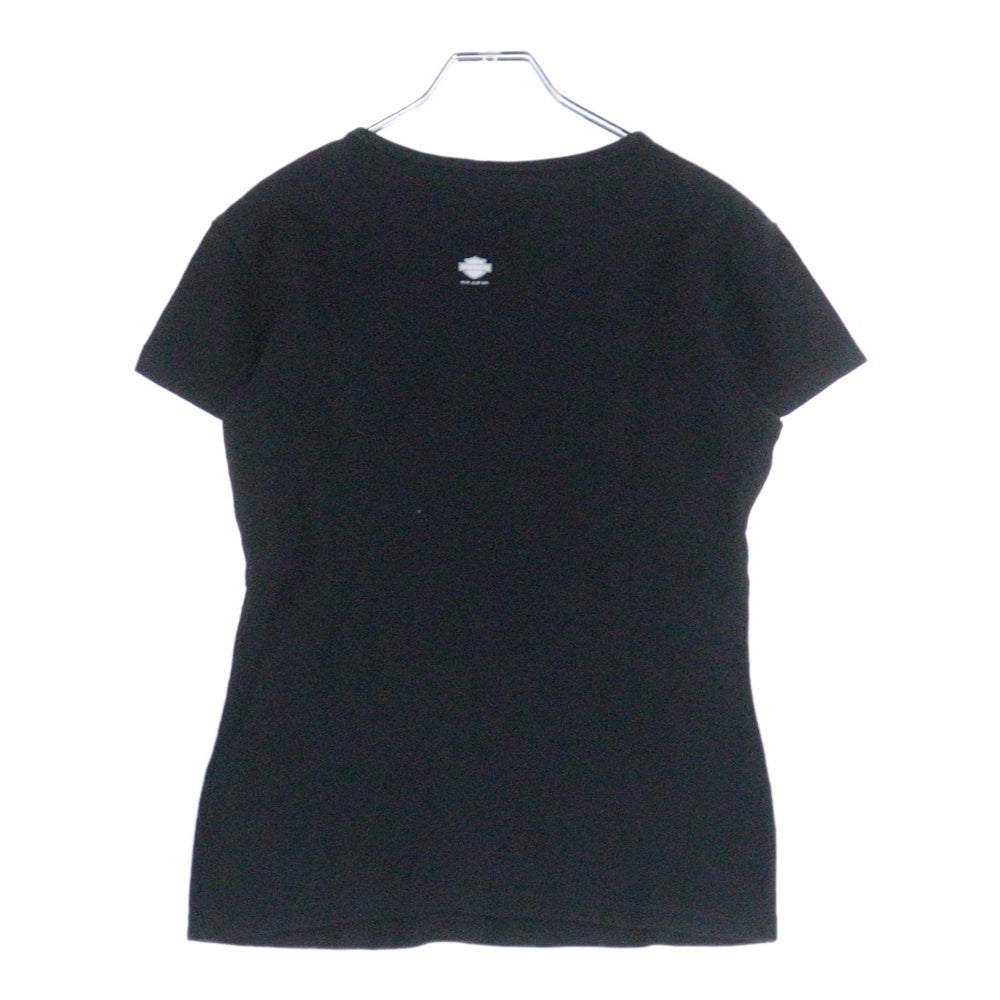 HARLEY DAVIDSON(ハーレーダビッドソン) 00S スパンコールロゴ コットン 半袖Tシャツ カットソー ブラック レディース