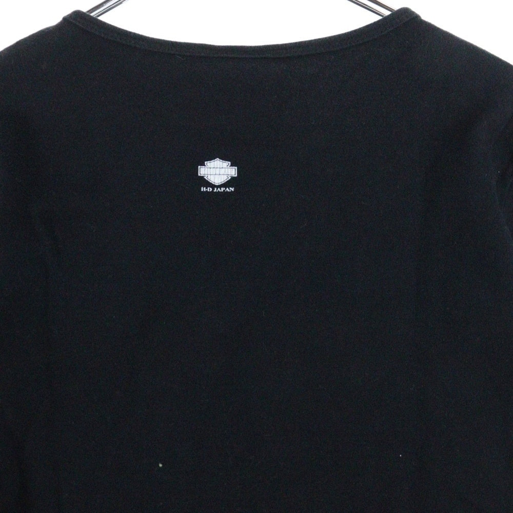 HARLEY DAVIDSON(ハーレーダビッドソン) 00S スパンコールロゴ コットン 半袖Tシャツ カットソー ブラック レディース