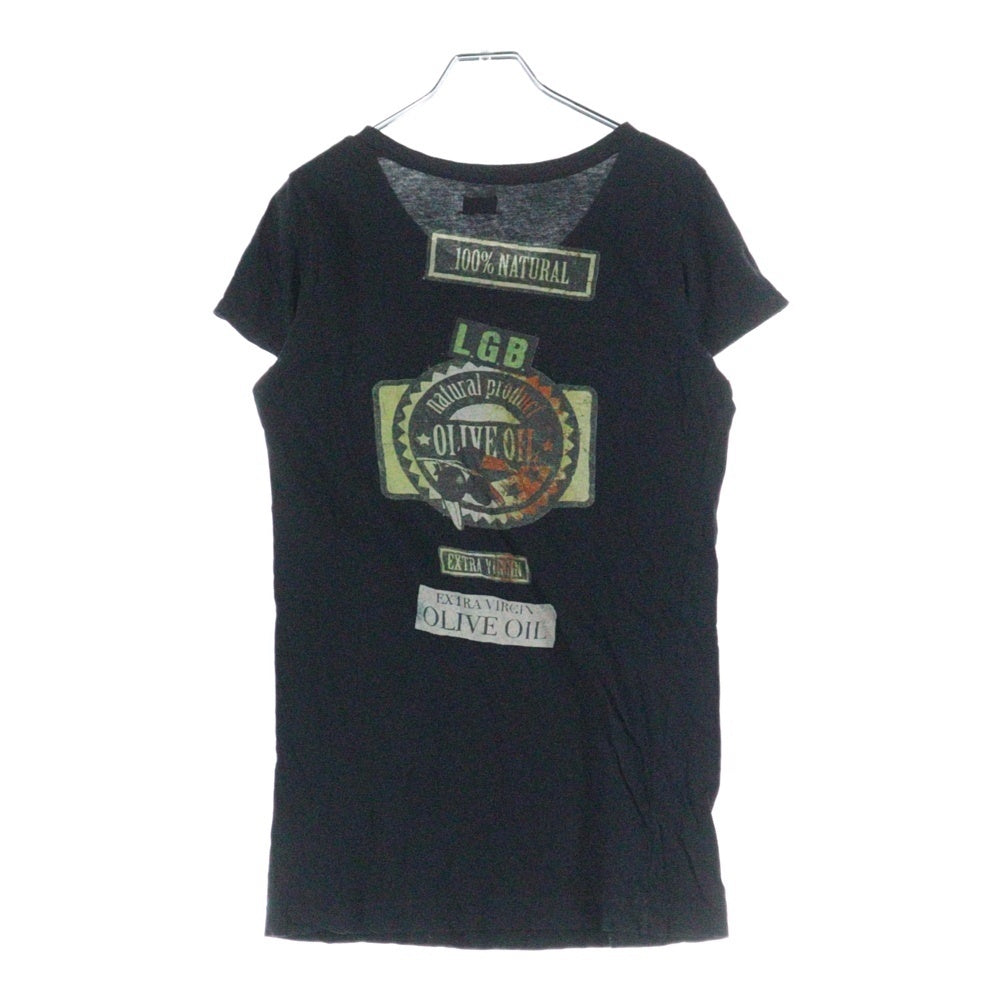 L.G.B.(ルグランブルー) OLIVE OIL HSV バックグラフィックプリント 半袖カットソー ブラック レディース 00610IL