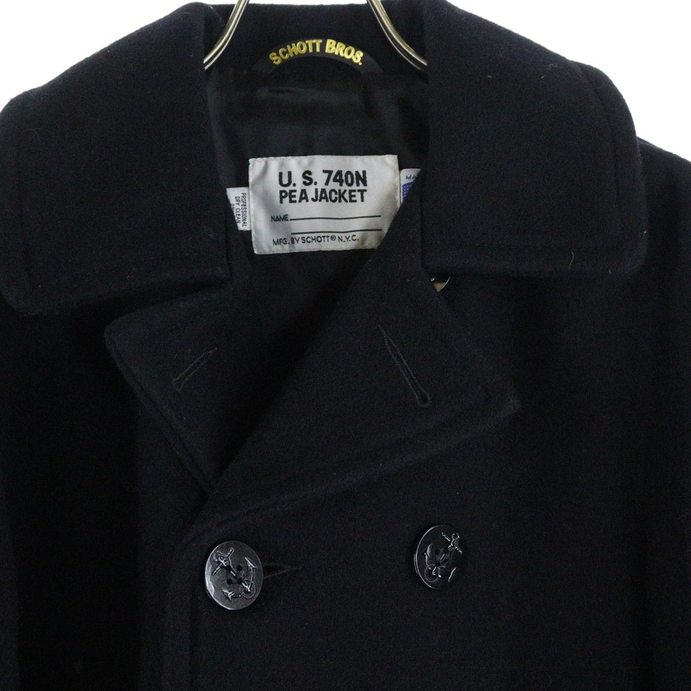 SCHOTT(ショット) 7153 U.S. 740N PEAJACKET USA製 モーターサイクル カスタムワッペン Pコート ブラック