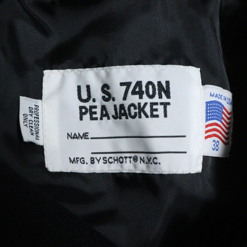 SCHOTT(ショット) 7153 U.S. 740N PEAJACKET USA製 モーターサイクル カスタムワッペン Pコート ブラック