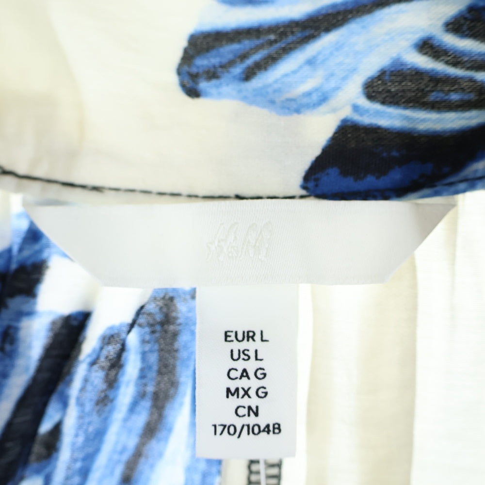 H&M(エイチアンドエム) ボタニカル総柄プリント ワンピース ブルー/ホワイト レディース