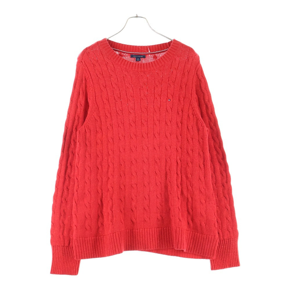 TOMMY HILFIGER(トミーヒルフィガー) ロゴ刺繍 クルーネック ニットセーター レッド 76J2106