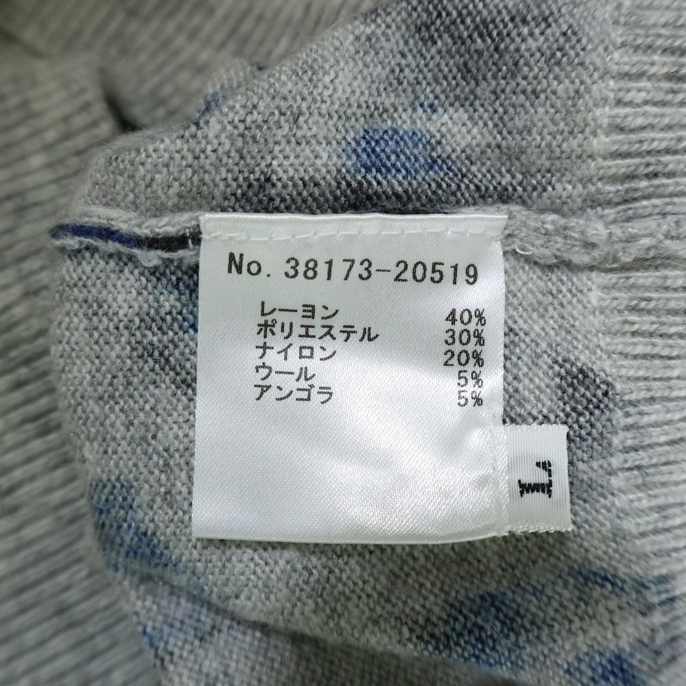 MILAN(ミラン) 38173-20519 ボタニカルモチーフ クルーネック ニットセーター グレー レディース