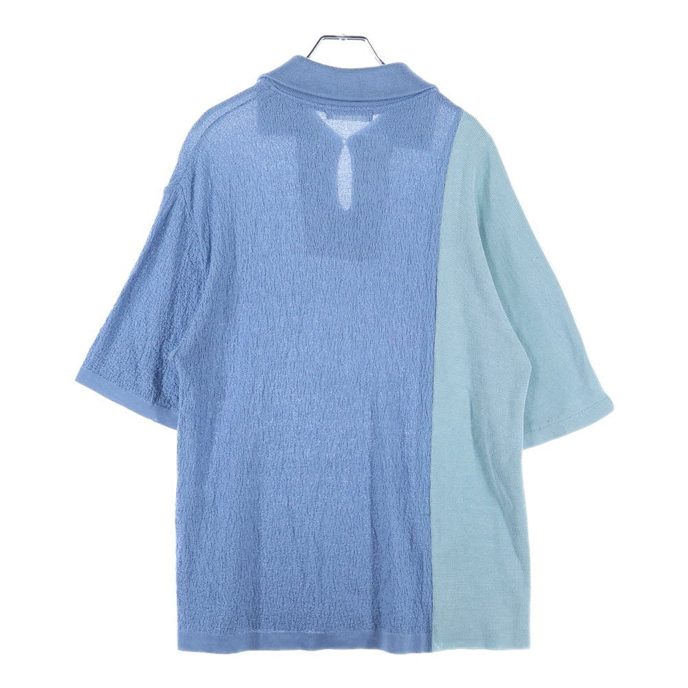 Nobuyuki Matsui(ノブユキマツイ) SILK POLO シルク 切り替え半袖ポロシャツ ブルー