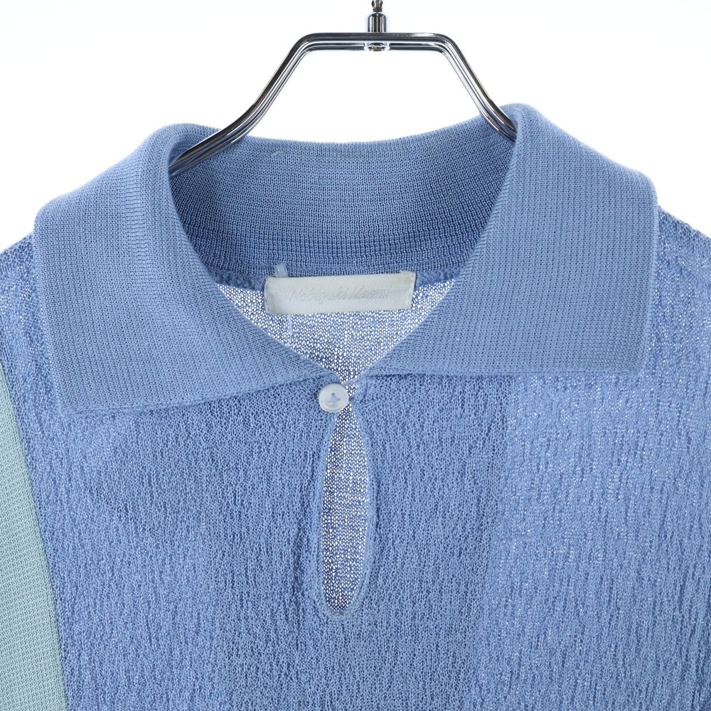 Nobuyuki Matsui(ノブユキマツイ) SILK POLO シルク 切り替え半袖ポロシャツ ブルー