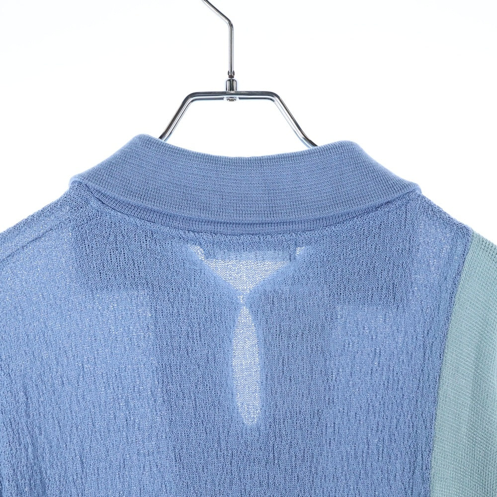 Nobuyuki Matsui(ノブユキマツイ) SILK POLO シルク 切り替え半袖ポロシャツ ブルー