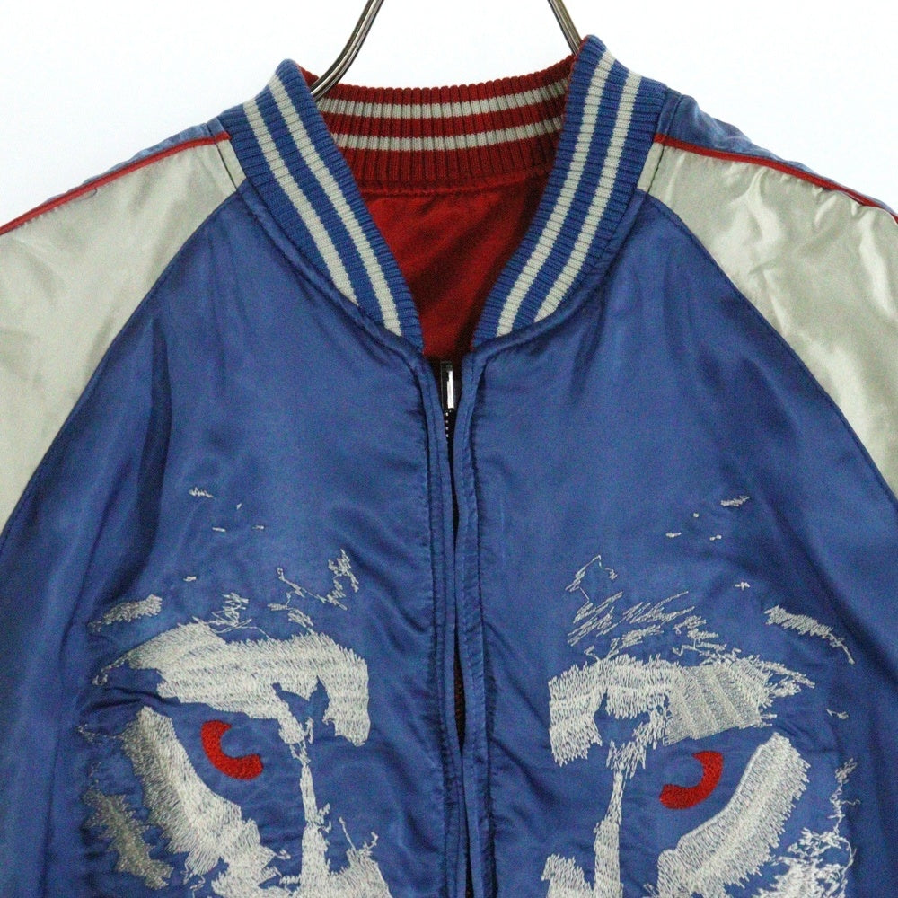 DIESEL(ディーゼル) RICAMO BORDADO 1978 リバーシブル ウルフエンブロイダリー スカジャン ジャケット ブルー/レッド