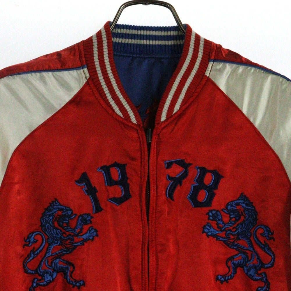 DIESEL(ディーゼル) RICAMO BORDADO 1978 リバーシブル ウルフエンブロイダリー スカジャン ジャケット ブルー/レッド