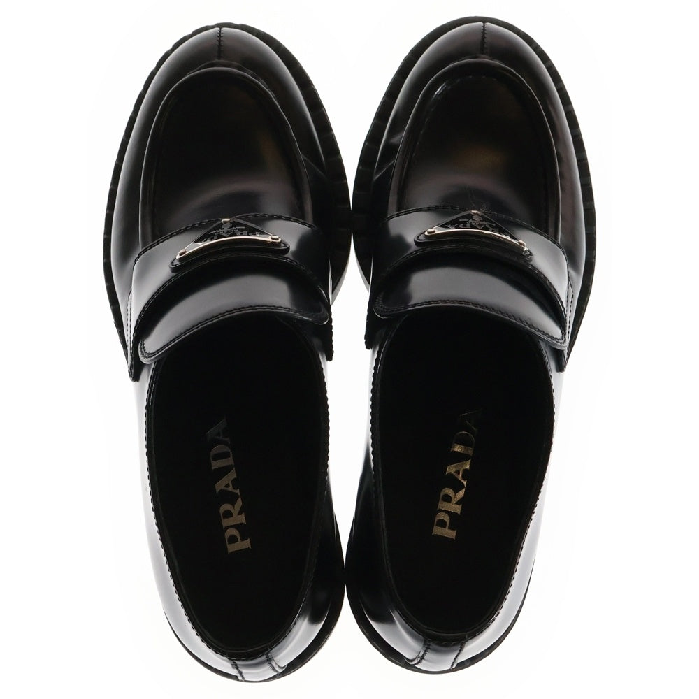PRADA(プラダ) チョコレート トライアングルロゴプレート レザーローファー ローカットシューズ レディース ブラック