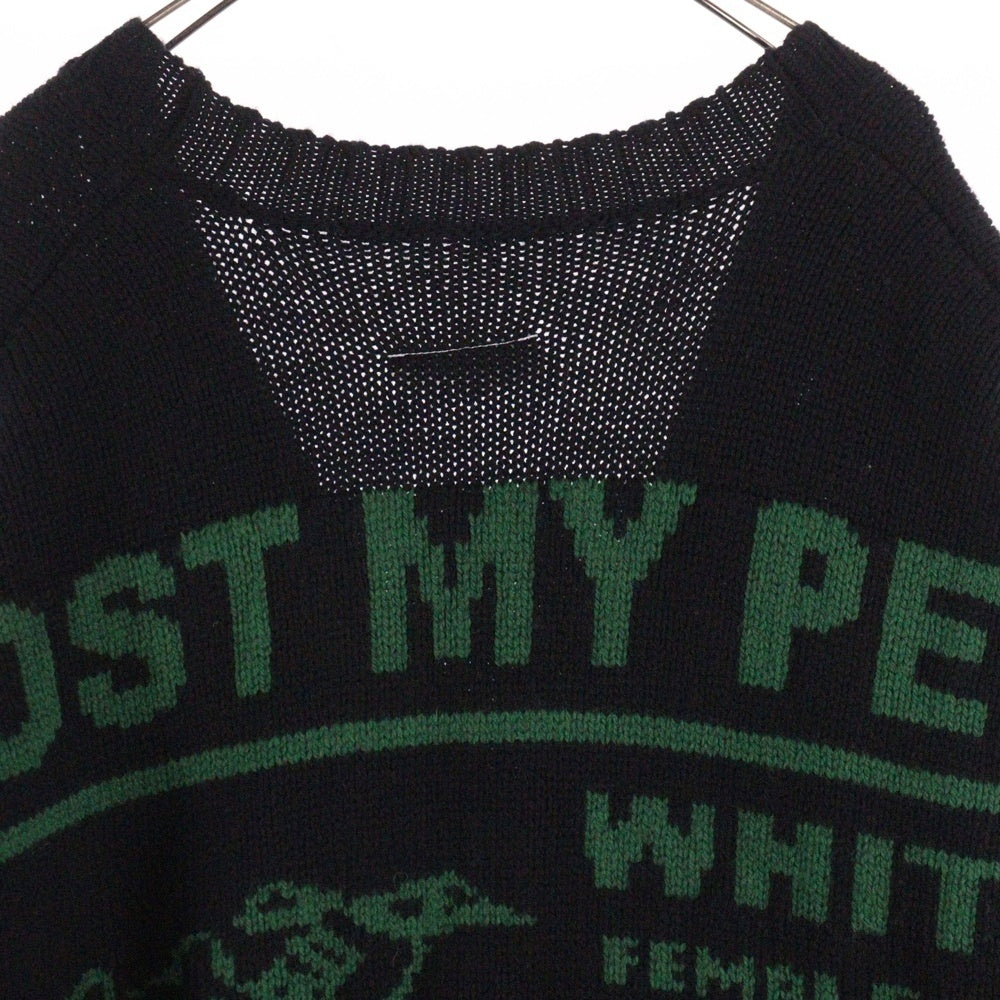 MM6 Maison Margiela(エムエムシックスメゾンマルジェラ) MM LOST MY PET CARDIGAN ウールジャガード ニットカーディガン ブラック/グリーン S62HP0023