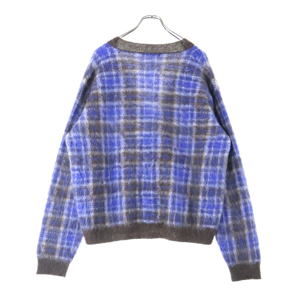 Jieda(ジエダ) 23AW MOHAIR CHECKED CARDIGAN 4B チェック柄 ニット モヘアカーディガン ブルー/ブラウン Jie-23W-KN02