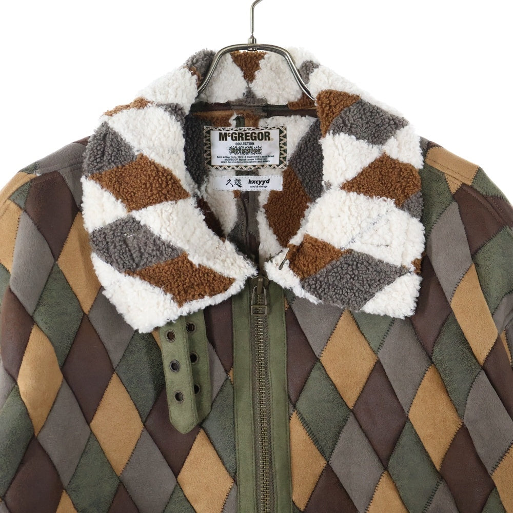 McGREGOR(マクレガー) 23AW ×久遠 ×hxcyyd フェイクレザー パッチワーク ジップアップ ジャケット マルチ 1051398700006