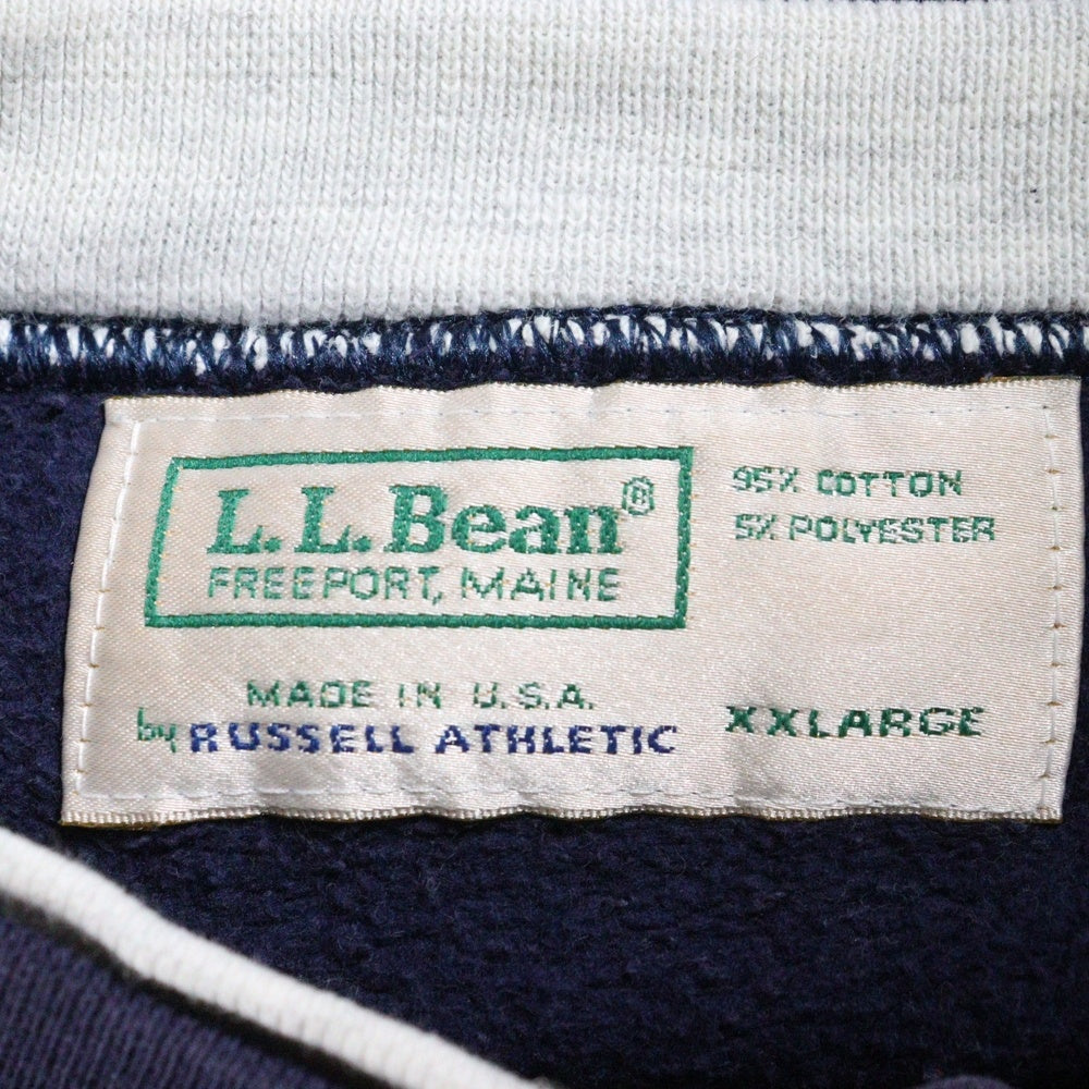 L.L.Bean(エルエルビーン) 90S VINTAGE RUSSELL ATHLETIC ヴィンテージ USA製 ラッセルアスレティック ヘンリーネック コットンポリ スウェット トレーナー ネイビー