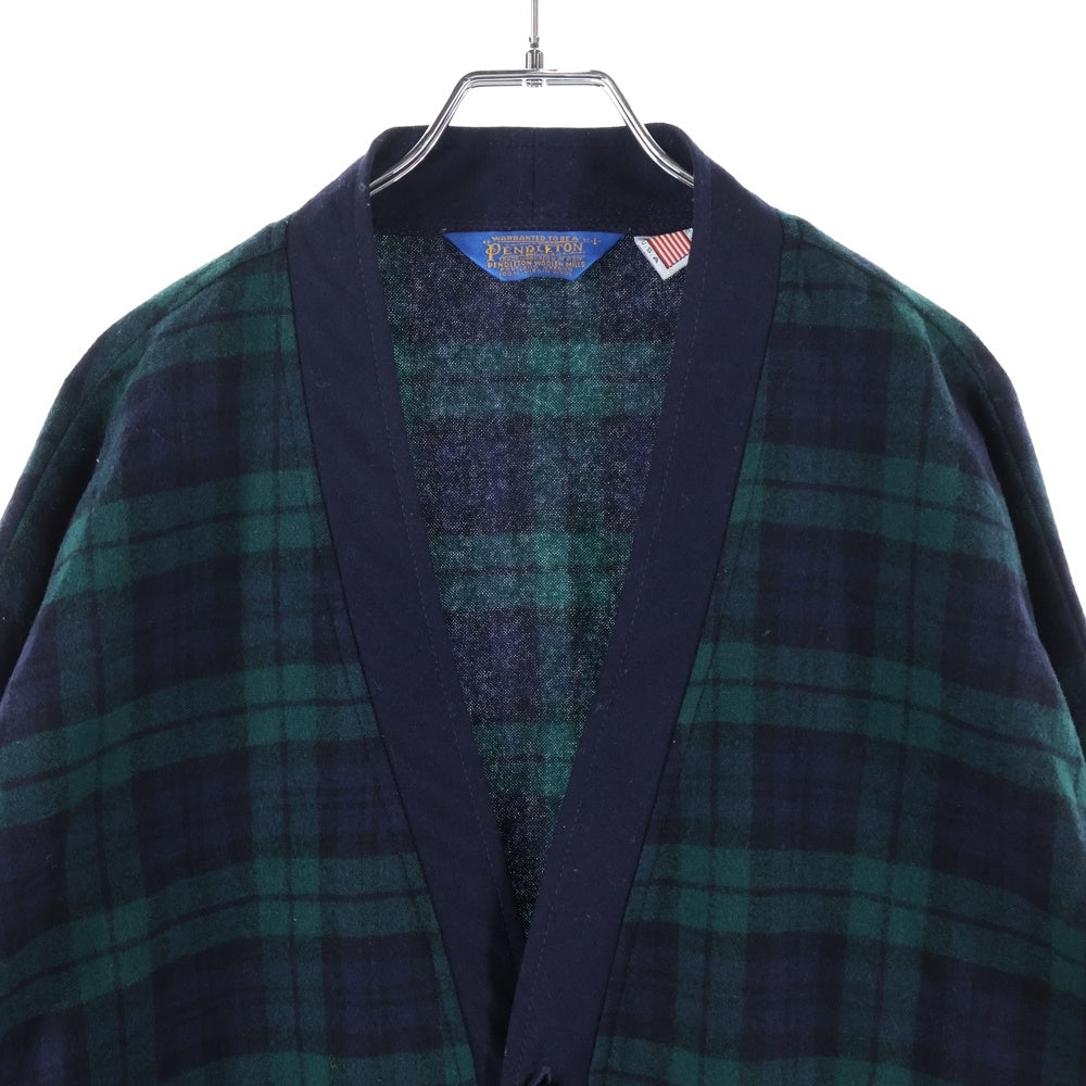 PENDLETON(ペンドルトン) 70-80S VINTAGE ヴィンテージ USA製 三角タグ ブラックウォッチ ウール カーディガン グリーン/ブラック