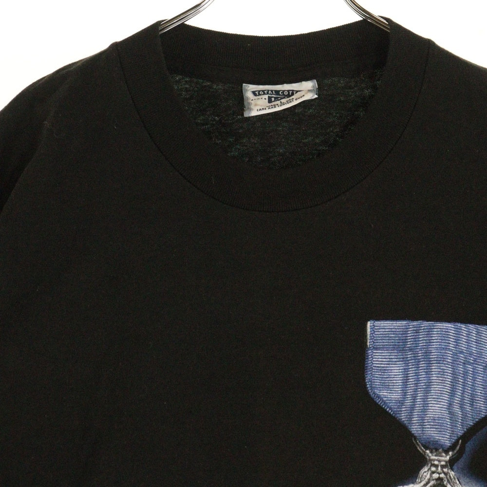 LEE(リー) USA製 両面プリント コットン クルーネック 半袖Tシャツ カットソー ブラック