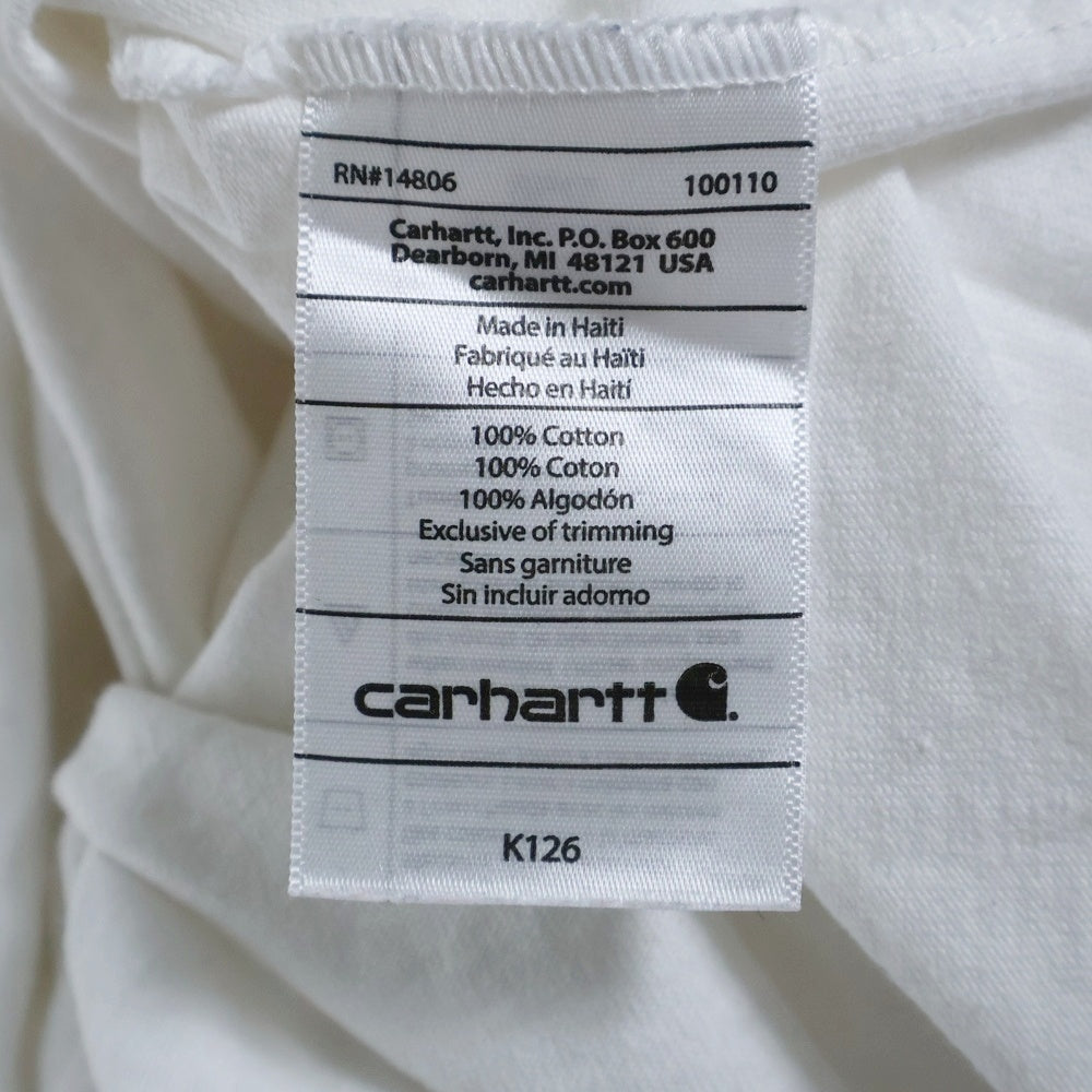 CARHARTT(カーハート) ORIGINAL FIT オリジナルフィット ロゴパッチ クルーネック 長袖Tシャツ カットソー ホワイト K126