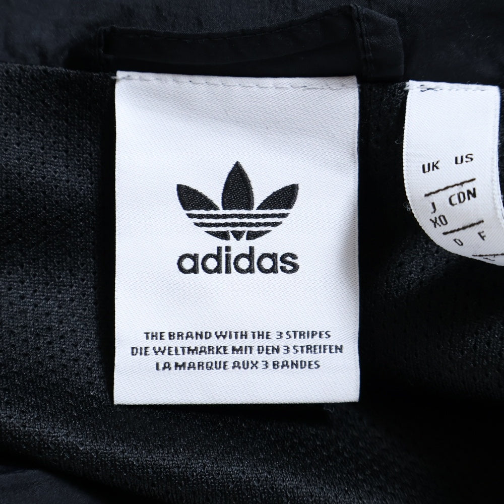 adidas(アディダス) ロゴ刺繍 サイドライン ジップアップナイロンジャケット ブラック DU8130