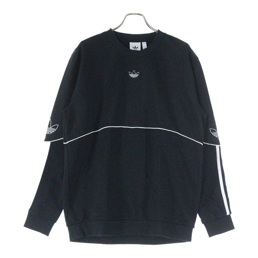 adidas(アディダス) ロゴワッペン付き サイドライン プルオーバースウェットトレーナー ブラック FM3856
